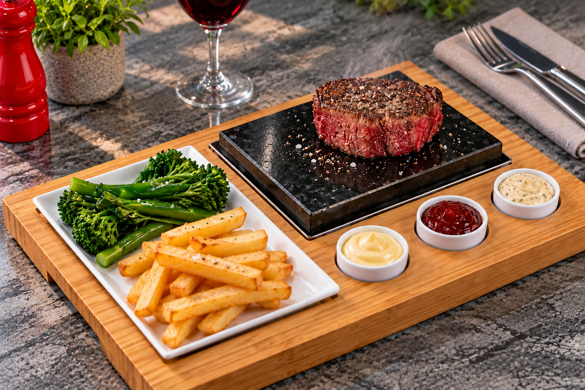 The SteakStones Sizzling Steak Set
